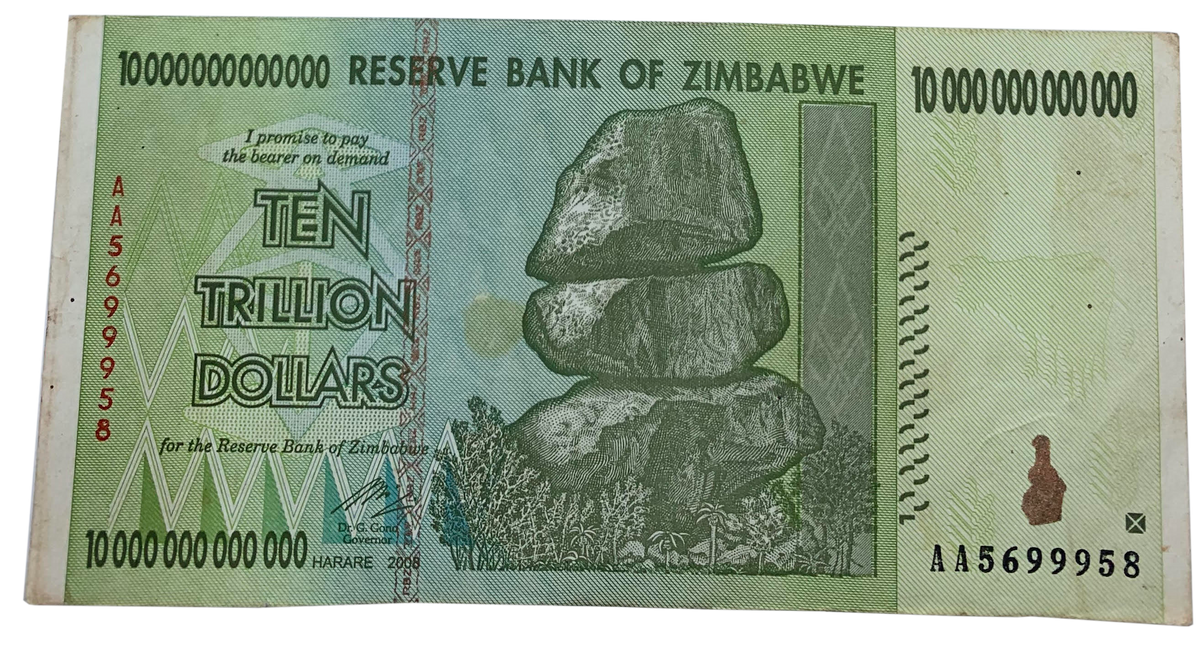 Zimbabwe $10 Trillion Dollar Banknote, 2008, Circulated (used ...