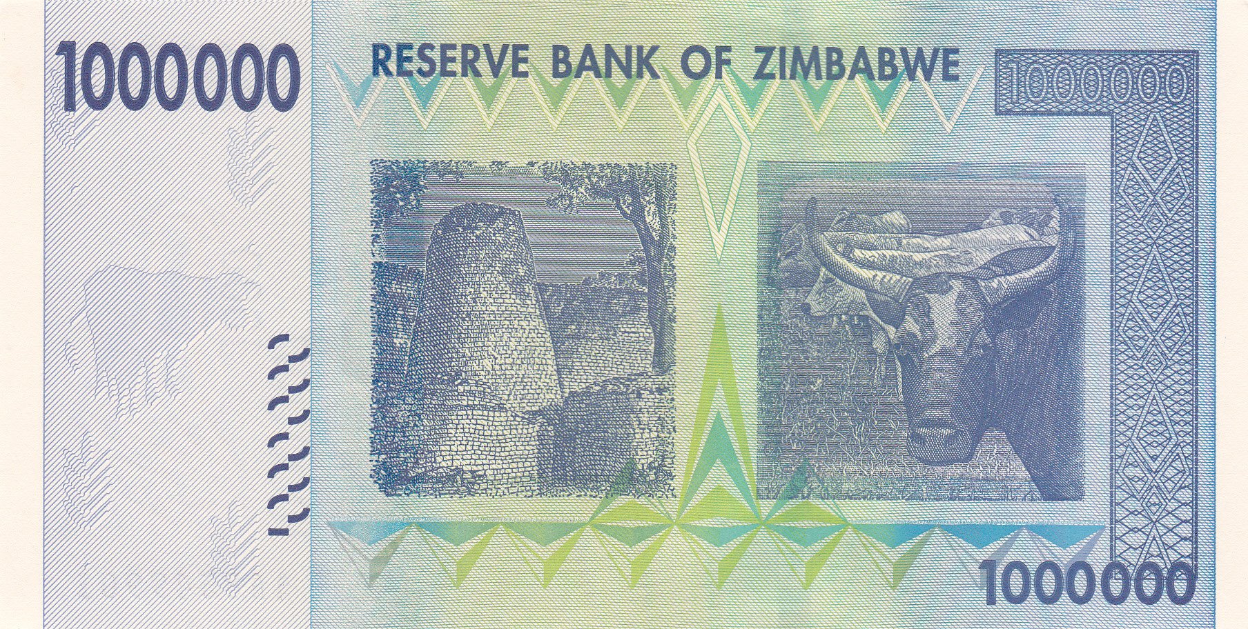 Zimababwe Note Zimbabwe $1 Million Dollar Banknote, 2008, Circulated (Used ...